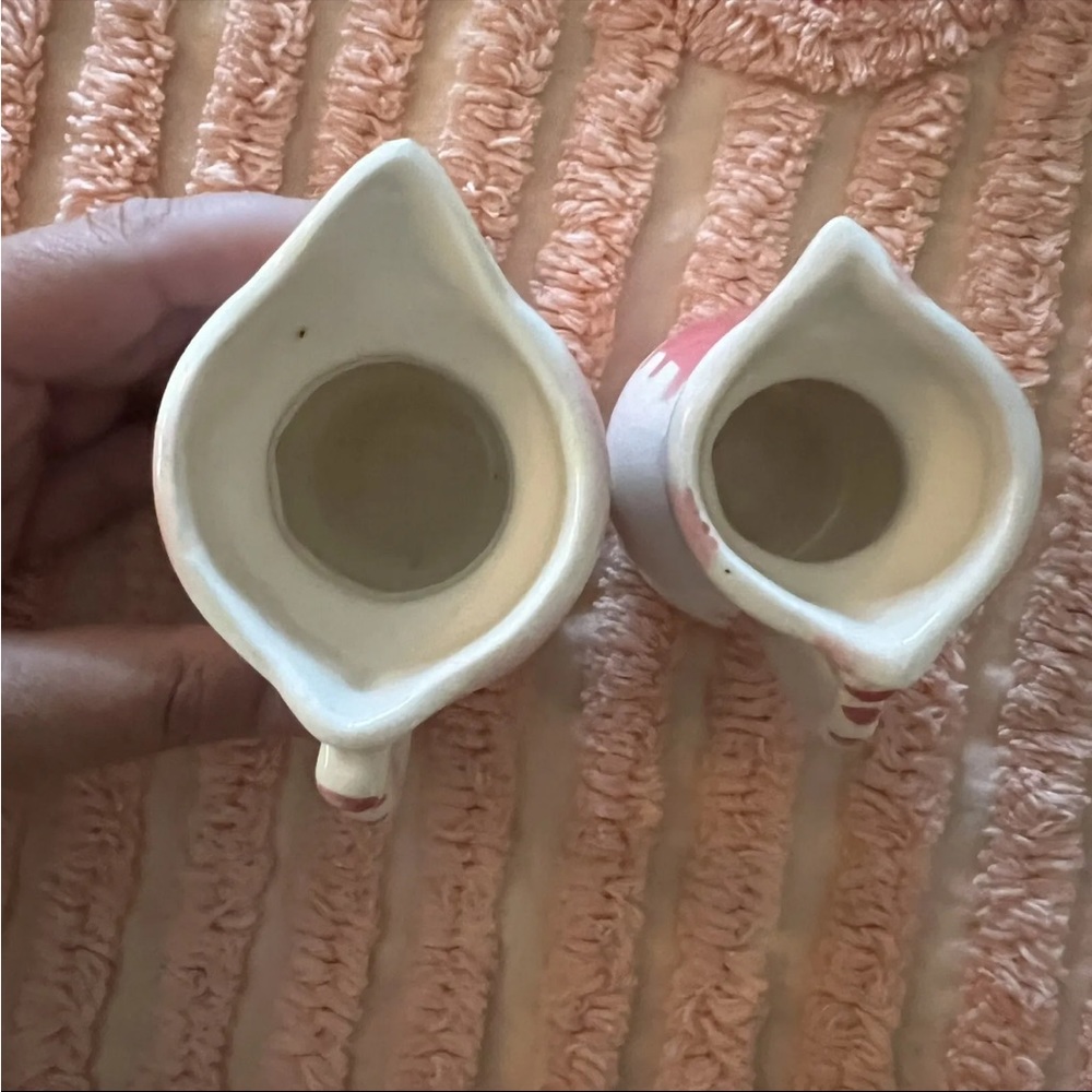 Vtg Lipper Mann Anthropomorphic Kitty Cat Pink Creamers Pitchers Pair - Picture 9 of 11